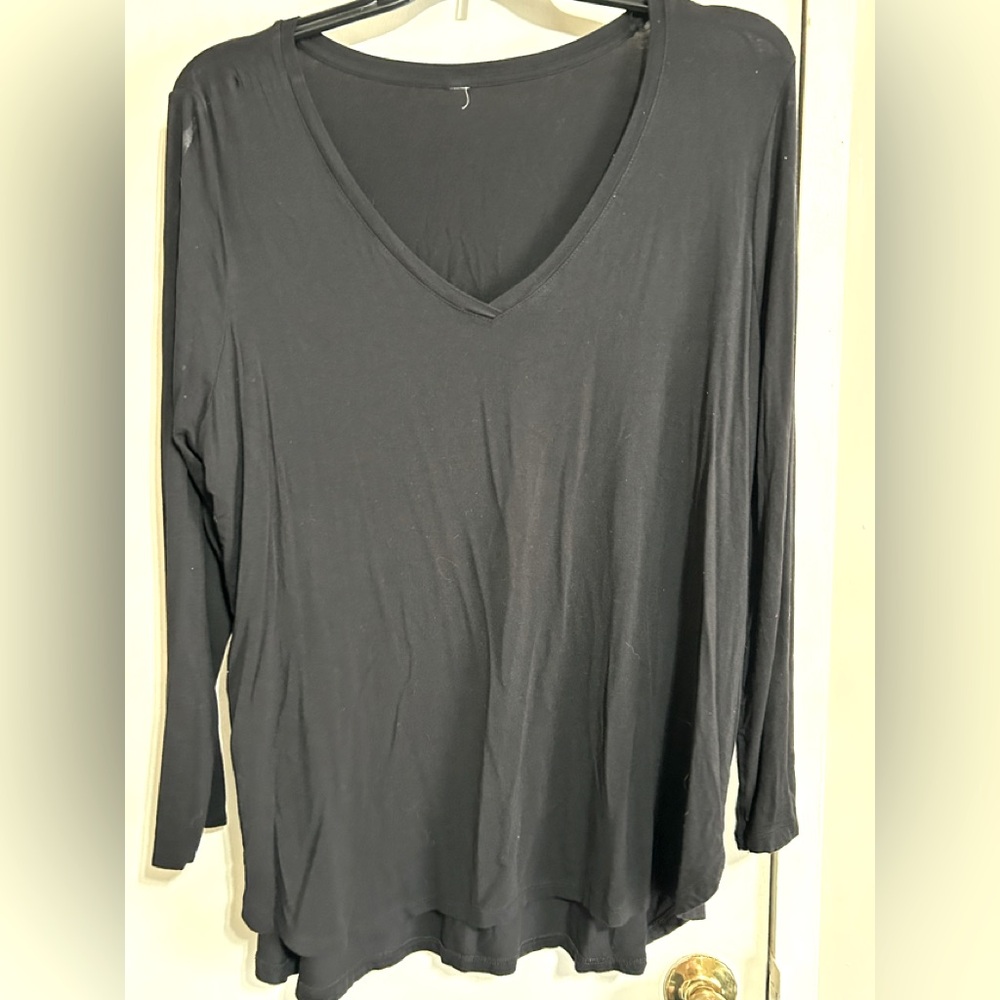 Classic Black V-Neck Women's Top
